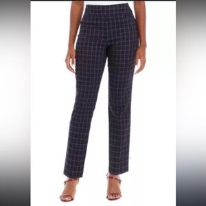 New Directions Navy Plaid Straight Leg Pants size small NWT